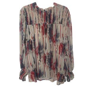 Chic Soul‎ Tunic Top Womens 1X Sheer Lined Long Sleeve Abstract Boho Lagen